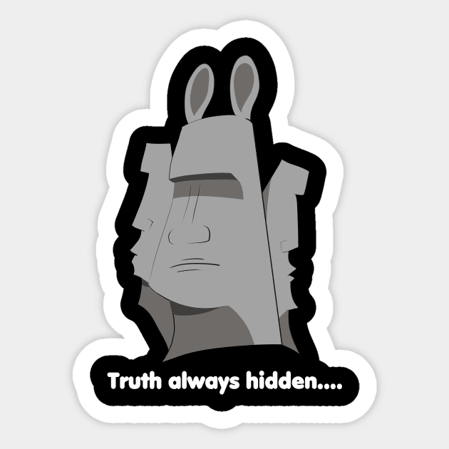 Funny moai statues with rabbit ears Sticker by Zimart